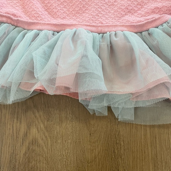Bonnie baby pink sweater with blue ruffle tulle around the bottom 24 months - Picture 2 of 6